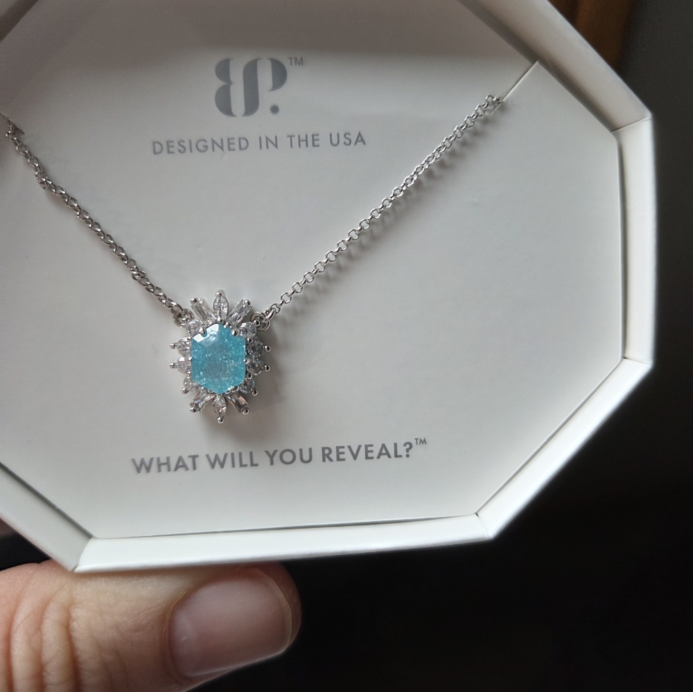 BP Silver and Blue Gemstone Necklace